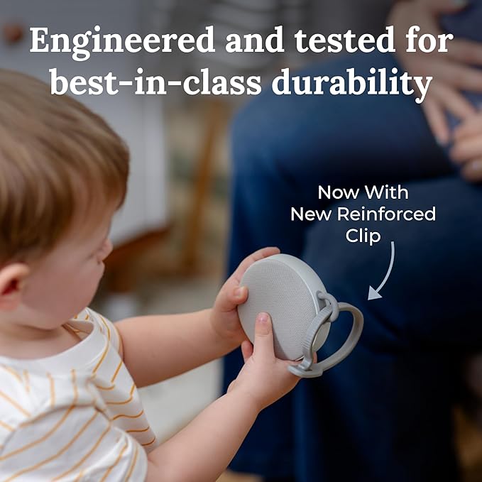 Yogasleep Hushh 2 Portable Sound Machine (Grey) for Baby and Kids, Backlit Buttons & Night Light, Durable, 6 Soothing Natural Sounds, Easy to Use Timer, Volume Control & Toddler Lock, Noise Canceling