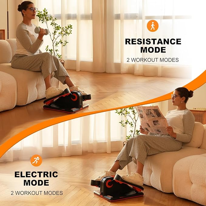 TOUSAINS Under Desk Elliptical Machine with App, Electric Ellipse Leg Exerciser for Seniors with 7 Adjustable Speeds, Portable Elliptical Training Machines Fully Assembled with Remote Control