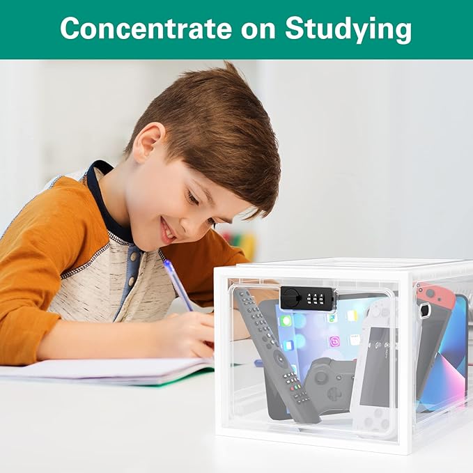 iBune Large Medication Lock Box, Lockable Medicine Storage Box for Medicine Safe/Phone/Refrigerator/Personal Items/Home/Office/Dorm, White