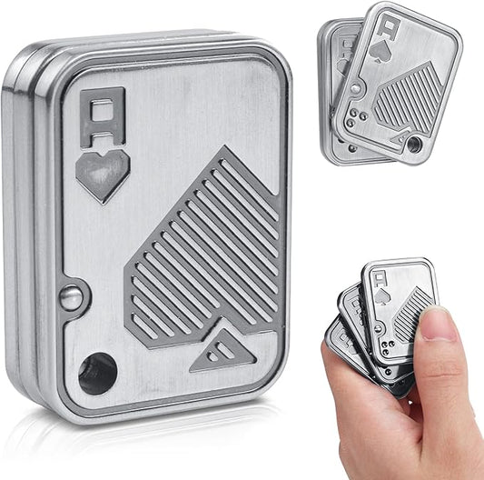 Metal Fidget Slider for Adults, Triple A Poker Magnetic Cool Fidget Toys Fidget Slider, Haptic Coin Fidget Pad Push Card, EDC Desk Office Toy, Stress Relief Gift for Men Boyfriend Father