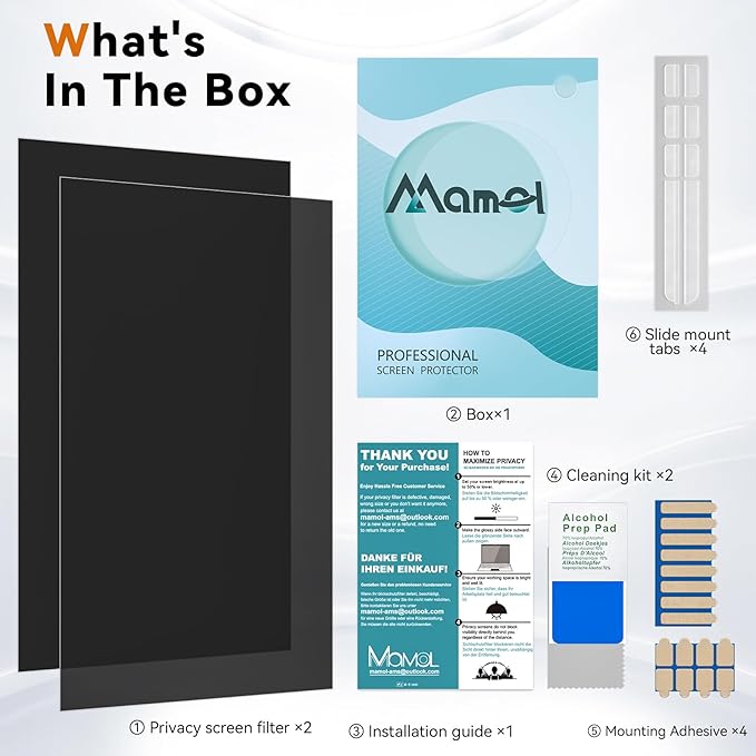 [2 Pack] 20.1 Inch Computer Privacy Screen for 16:10 Aspect Ratio Widescreen Monitor, Eye Protection Anti Glare Blue Light Computer Monitor Privacy Filter, Removable Anti-Scratch 20in Protector