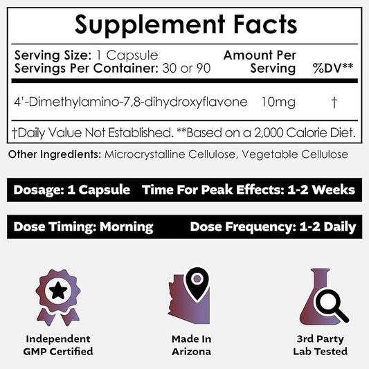 Nootropics Depot 4’-DMA-7,8-DHF Capsules | 10mg | 90 Count | 4'-DMA-7,8-Dihydroxyflavone