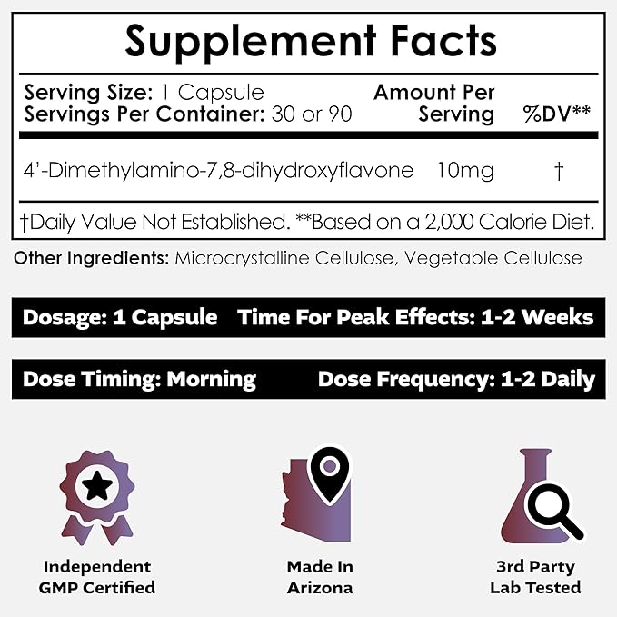 Nootropics Depot 4'-DMA-7,8-DHF Nutritional Supplement Capsules | 10mg | 30 Count | 4'-DMA-7,8-Dihydroxyflavone