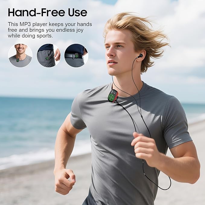 Mp3 Player with LED Light,idoooz X2 8GB Mini Mp3 Music Player,Clip Mp3 Player for Sports,Gym,Jogging,Running,Lossless Sound Quality