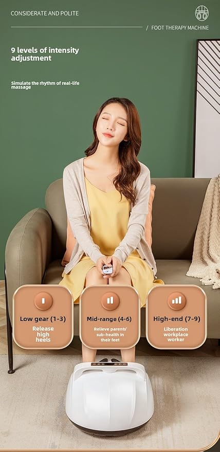 Electric Foot Massager Machine with Heat - Shiatsu Kneading for Pain Relief, Plantar Fasciitis & Neuropathy, Home Use Foot Therapy for Circulation and Muscle Relaxation (White)