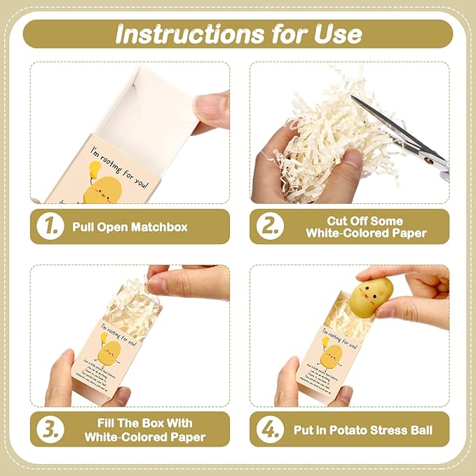 Wettarn 24 Sets Potato Support Gifts Cute Stress Balls with Gift Boxes Inspirational Party Favors for Employee Coworker Friends Office Positive Relief Toys