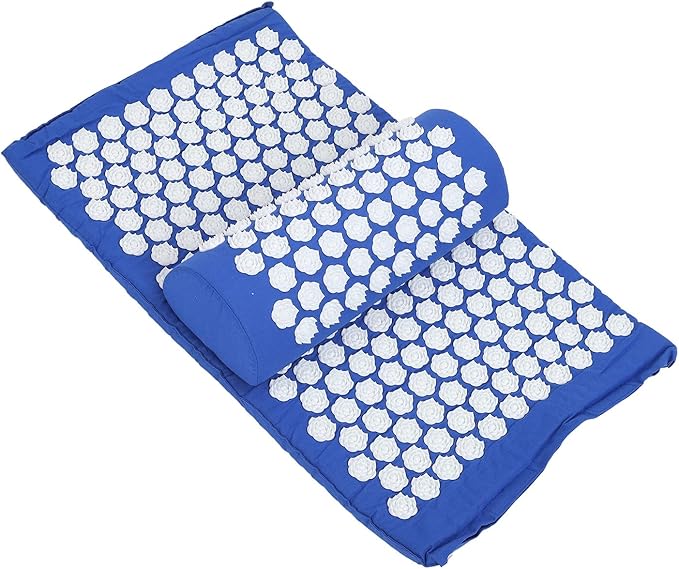 Acupressure Pad Massage Reduce Pain, Relax Muscle, Stress Relief Mat with Elastic Sponge, Magnetic Treatment Points, Full Body Massager (Royal Blue)