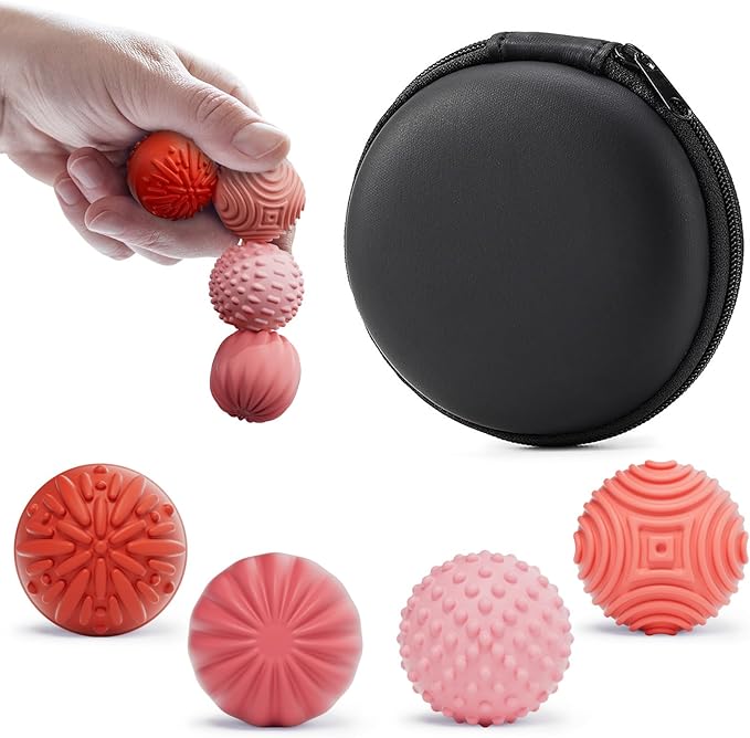 Silicone Magnetic Balls Fidget Toys for Adults & Teens,4PCS Stress Relief Sensory Toys for Autism ADHD Anxiety,Fun Textures Gadgets,Office Desk Toy,Stocking Stuffers for Men Women Teen Gifts