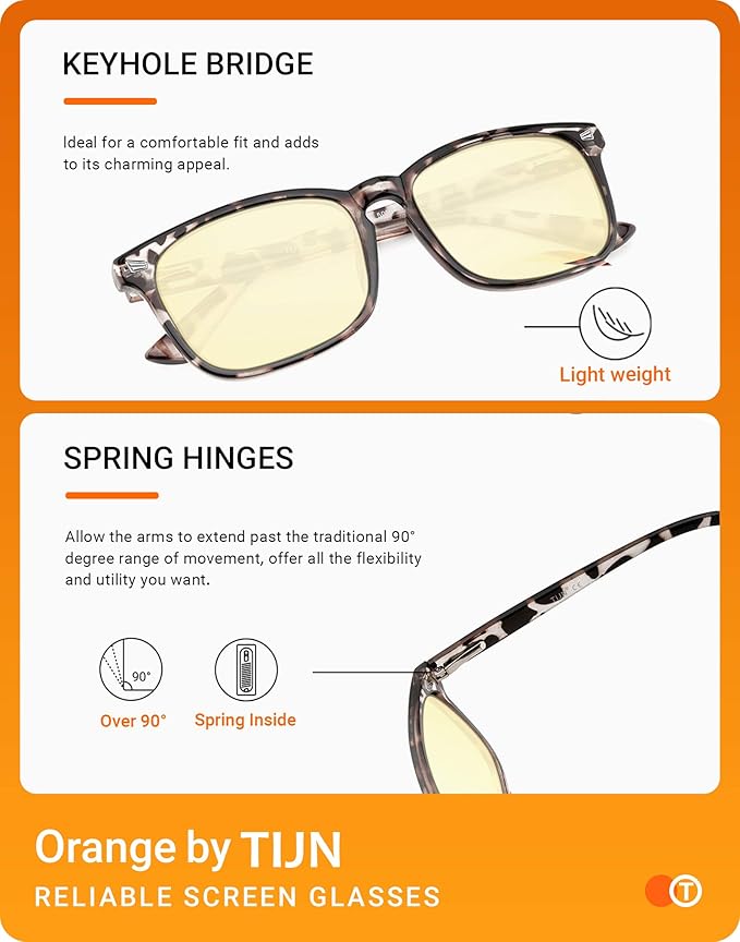 TIJN Gaming Glasses Blue Light Blocking Glasses for Women Men Nerd Eyeglasses Screen Fatigue Anti UV Glare (Leopard(Gaming Glasses))