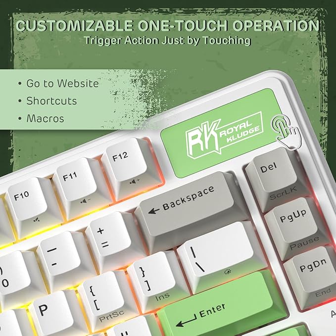 RK ROYAL KLUDGE L75 Gasket Mount Mechanical Keyboard w/Knob/Macro Keys & Touchable Nameplate, Tri-Mode 75% TKL Wireless Keyboard BT/2.4G/USB-C, Hot Swappable, Pro Software, Massive 8000mAh Battery