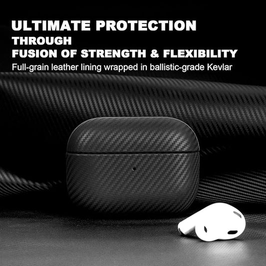 for AirPods Pro 2 Case, Luxury Modern Striped Carbon Fiber Kevlar Leather Earphones Case Cover Compatible with AirPod Pro 2 (Black, for AirPods Pro 2)