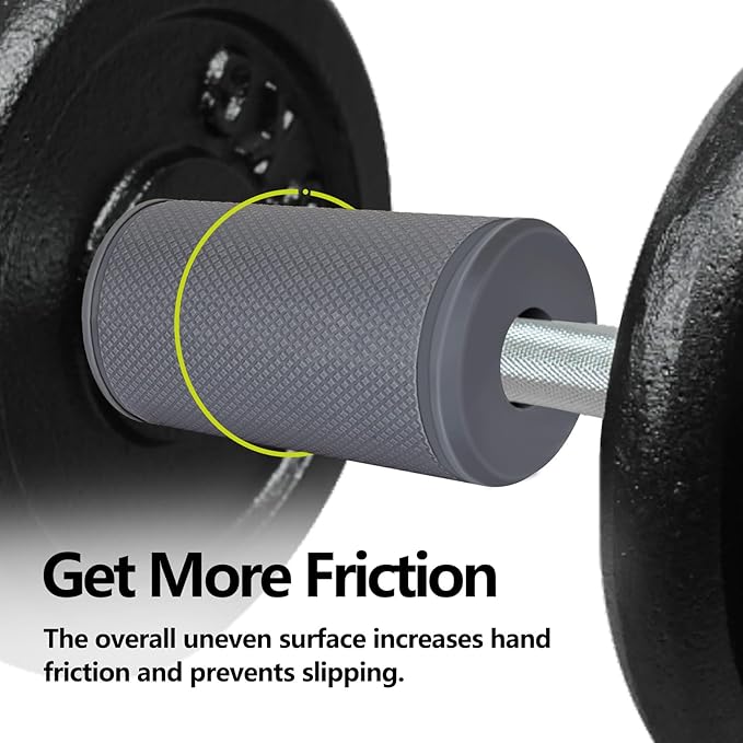 Hikeen Thick Bar Dumbbell Grips,Non Slip Hard Rubber Barbell Grips,Grips for Weight Lifting, Muscle Building-1.77", 2", 2.25" & 2.75" Outer Diameter
