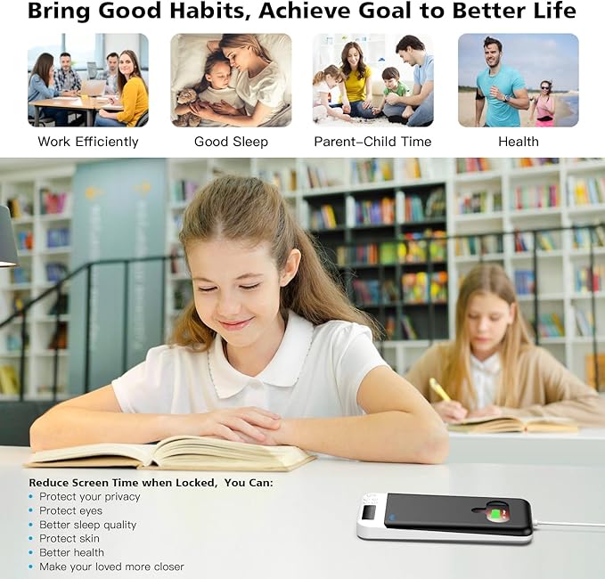 ySky Cell Phone Lock Box with Timer,Portable Timed phone Lock Box for iPhone and Android Phones, Self-Control Timer Phone Locker to Help Kids,Students, Adults Focus Back, Mobile Phone Addiction(Black)