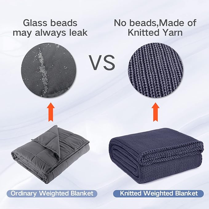 Guohaoi Knitted Weighted Blanket for Adults (Dark Grey 48"x72" 10lbs) No Beads Cooling Throw Blanket for Hot Sleepers, Home Decor Breathable Chunky Knit Heavy Blanket Use on Full Size Bed
