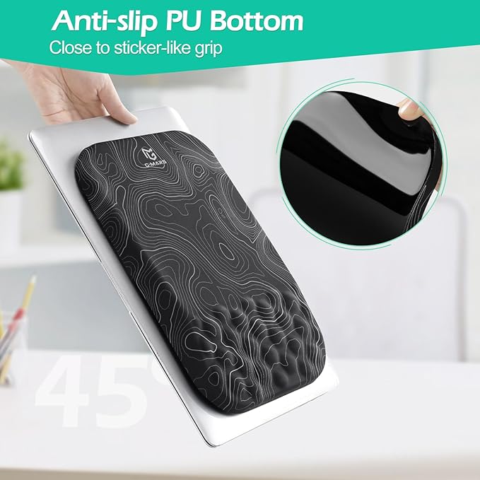 Gimars Upgrade Ergonomic Mouse Pad Wrist Rest with Memory Foam Massage Bump, Enlarge [ 30% Larger Moving Space] Mouse Pad Wrist Support with Nonslip PU Base for Laptop, Computer, Gaming & Office