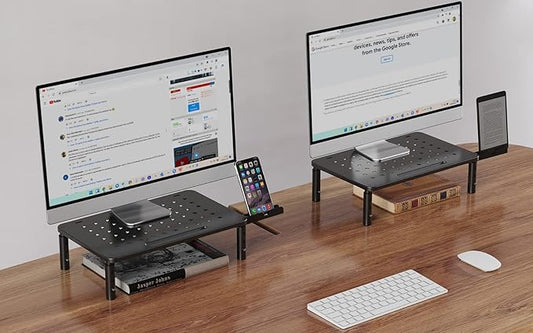 Zimilar 2 Pack Monitor Stand , 3 Height Adjustable Stand with Unique Star Mesh for Computer, Laptop, Printer, Notebook, iMac, Premium Metal Monitor Risers for 2 Monitors