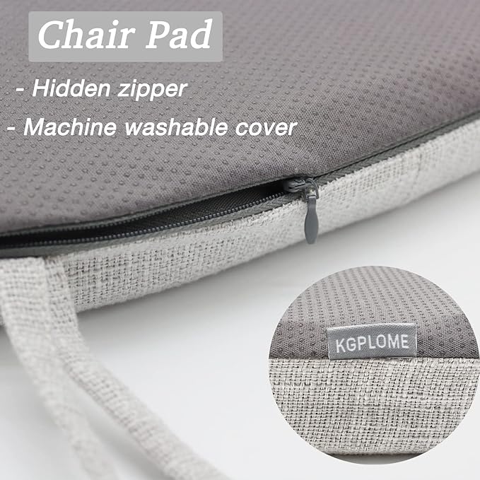 4 Pack Dining Room Chair Cushions with Ties - Memory Foam No Slip Seat Cushion and Kitchen Chair Pad with Machine Washable Cover [16.5 X 16.2 Inches] -(Light Gray,4)