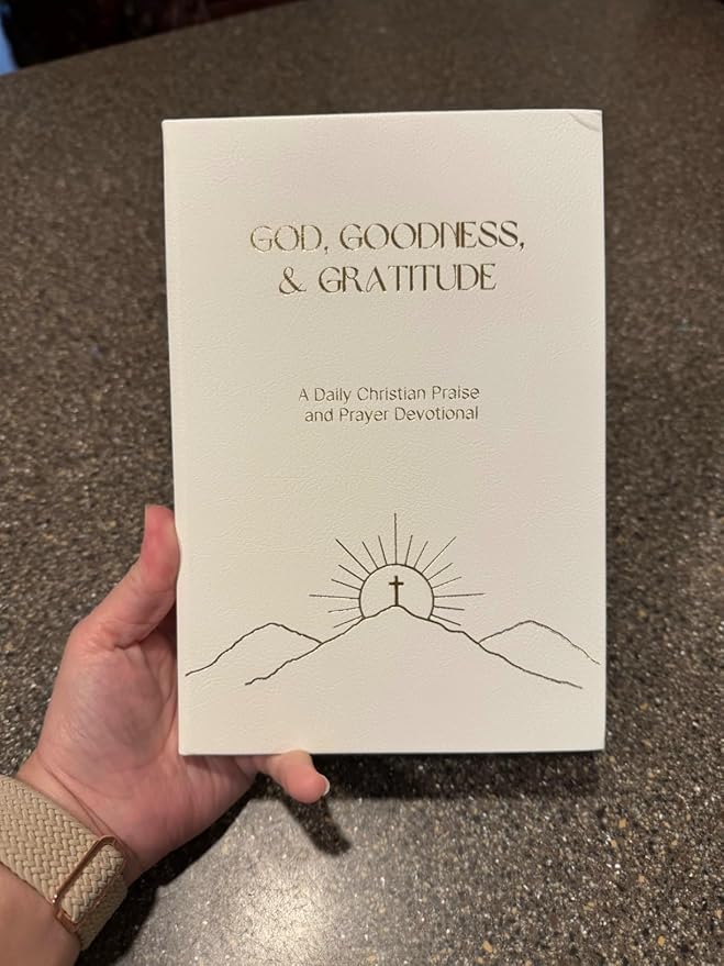 Christian Prayer Journal - God, Goodness & Gratitude - Faith-Based Gratitude and Devotional Journal for Daily Prayers, Bible Study, and Spiritual Growth - White Leather Hardcover