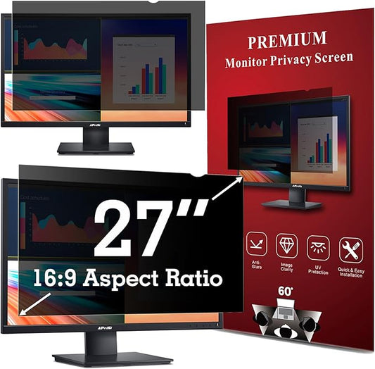 27 Inch Privacy Screen Filter for Widescreen 16:9 Monitor | Privacy Shield | Anti-Glare | Anti-Blue light Protector | Eye Protection | Computer Security Private Filter