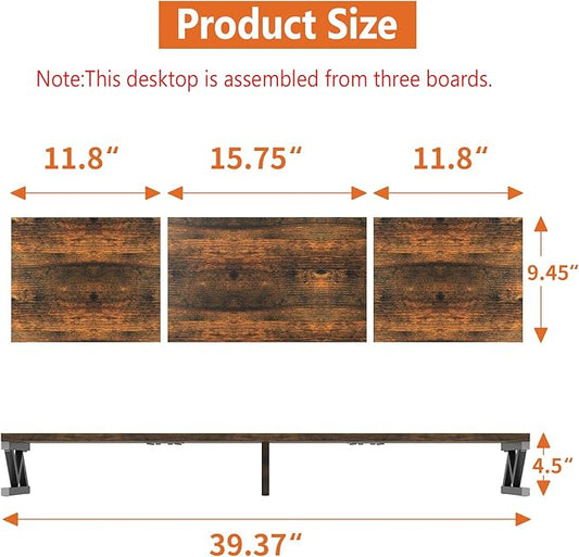 Dual Monitor Stand Riser, Large Wood Monitor Riser for 2 Monitors, Monitor Lift with Storage for Desk, Sturdy Wood&Steel Multi Screen Stand, Desktop Organizer Monitor Stand for Computer