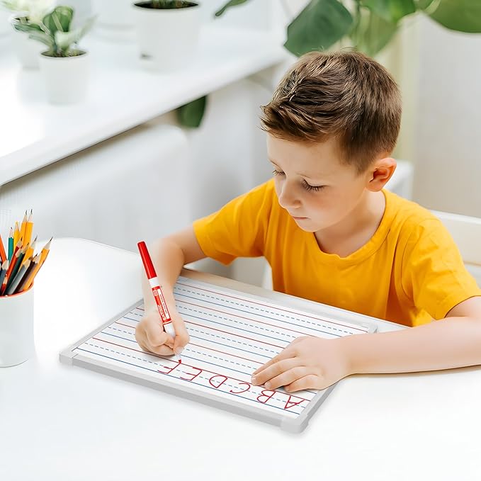 Dry Erase Board and Marker 11X14 Magnetic Mini White Boards, Double Sided Small White Boards Dry Erase Board with Lines Ruled and Blank for Kids
