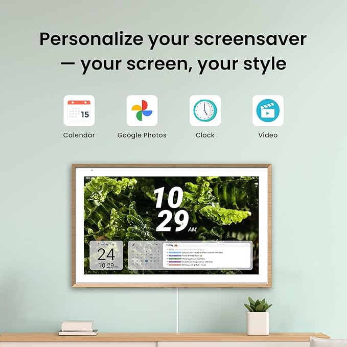 ApoloSign 21.5-inch Digital Calendar: Dual Mode Calendar with Google Play & Multi-calendar Sync, Electronic Planner & Chore Chart, Smart Touchscreen, Interactive Display for Family Schedules (Teak, 21.5")
