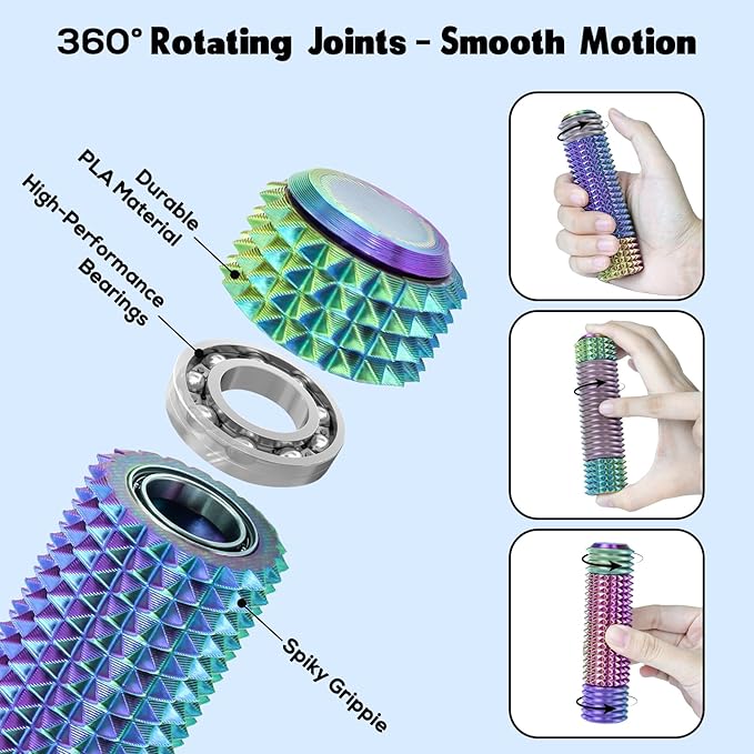 Little Pain Stim Ouchies Fidget Toys for Adults,3D Printed Spiky Pain Stim, Sensory Fidget for Stress & Anxiety Relief, ADHD, Autism,Office Desk Toys (Purple Yellow Blue)