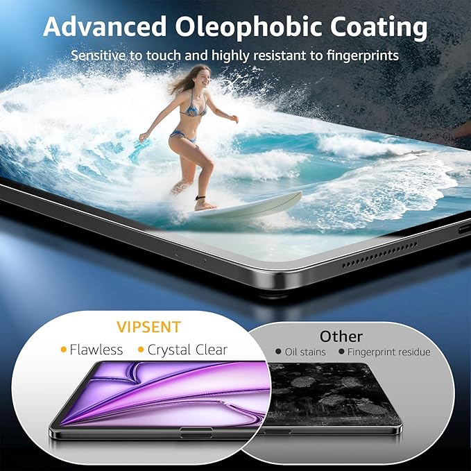 2-Pack Glass Screen Protector for iPad 11th A16 11-in. /10th Generation 10.9-in. (2025/2022) Military Shatterproof, 9H+ Hardness, Auto-Alignment Frame, Anti-Fingerprint, HD Clear, Scratch Resistant