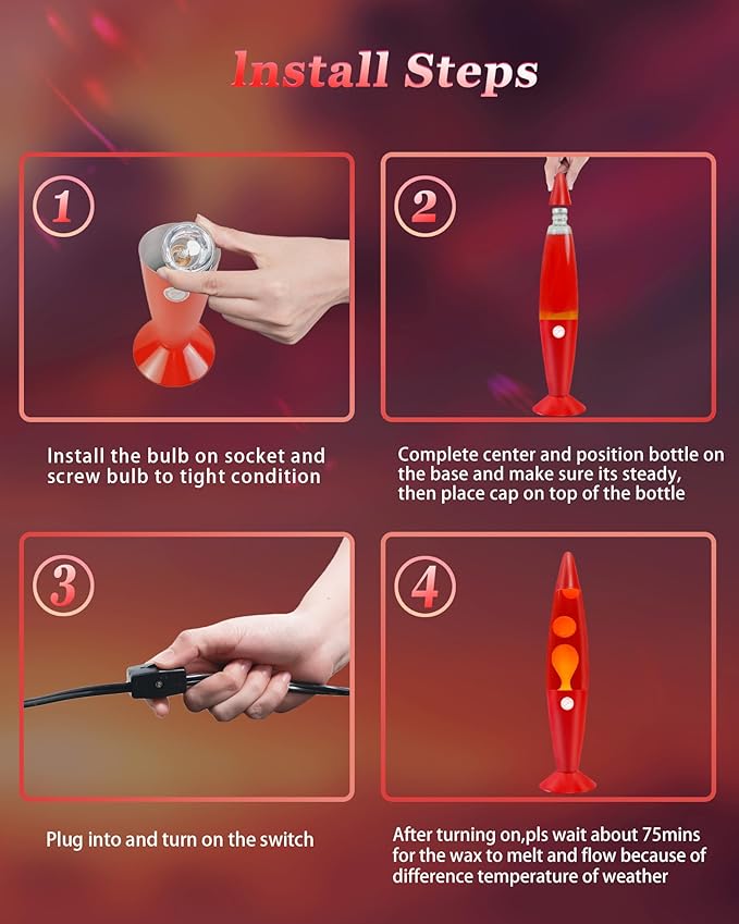 16 Inch Liquid Motion Lamp for Adults and Kids, Large Red Magma Motion Lamp with Orange Wax for Boys Girls Room Party Decor, Big Night Light Lamp 16" Suitable for Placing in Bedroom