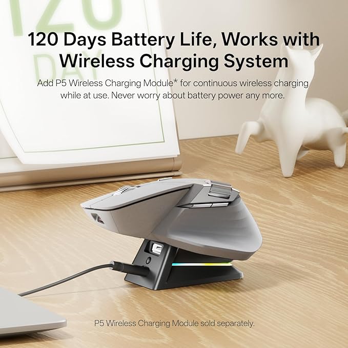 Rapoo MT760 PRO Wireless Mouse, NearLink + Bluetooth 5.0 Multi-Device, 12K DPI, 2K Polling, Ergo for Work & Gaming, 11 Programmable Buttons, On-Board Memory, Quiet Clicks, USB-C, 120 Days Battery Life