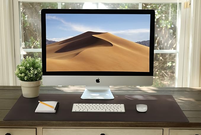 Vine Creations Leather Desk Mat Large 44" x 22", Desk Protector Mat, PU Leather Desk Pad, Large Mouse Pad, Desk Blotter, Desk Pads on Top of Desks, Desk Matt for Desktop, Office Desk Mat (Dark Brown)