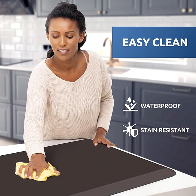 KitchenClouds Kitchen Mat Cushioned Anti Fatigue Rug 20"x39" Waterproof, Non Slip, Standing and Comfort Desk/Floor Mats for House Sink Office (Chocolate)