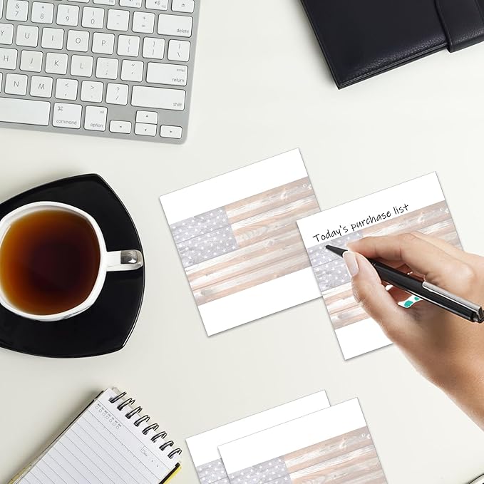 Sticky Notes 3x3 Inches, 2 Pads Cute Colorful Self-Stick Note Pads, Easy to Post for Home, Office and Daily Life Organization Retro American Flag