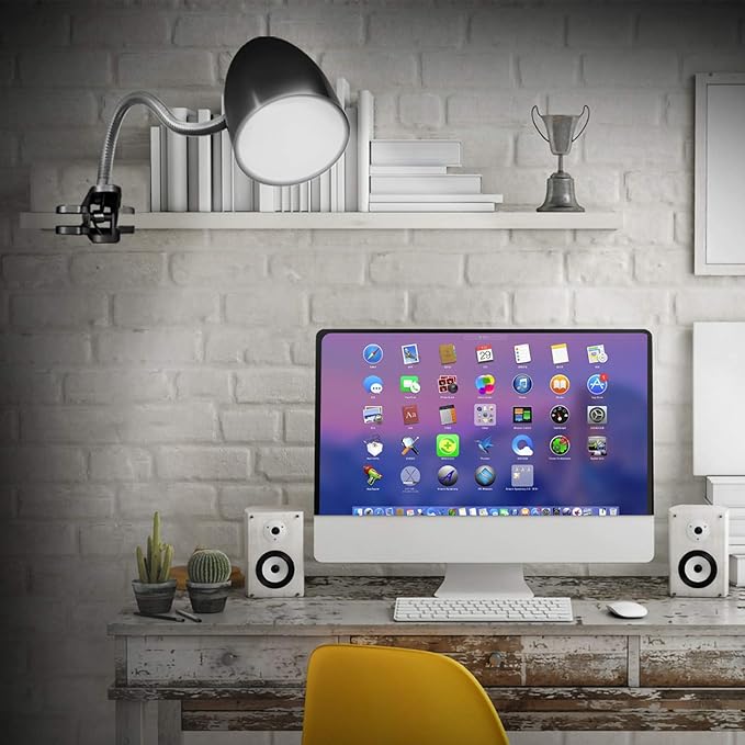 ENERGETIC SMARTER LIGHTING Clip on Light for Bed, Non-Dimmable Clip on Reading Light for Bed, 4000K Cool White, 3.5W 240 LM Desk lamp with clamp, Eye Protection, ETL Listed, Black