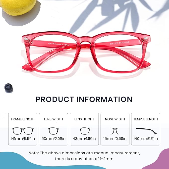 Cyxus Blue Light Glasses for Men Women Reduce Eye Strain UV Blocking for Computer Screen 8082