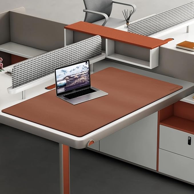 MAIDERN 40” x 24” Leather Desk Pad, Reversible Large Desk Mat, Cork & Leather Large Mouse pad for Desk, Waterproof Computer Desk Pad for Gaming Home Office (Brown)