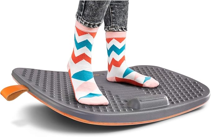 FEZIBO Standing Desk Mat with Anti Fatigue Bar, Wooden Wobble Balance Board with Ergonomic Design Comfort Floor Mat