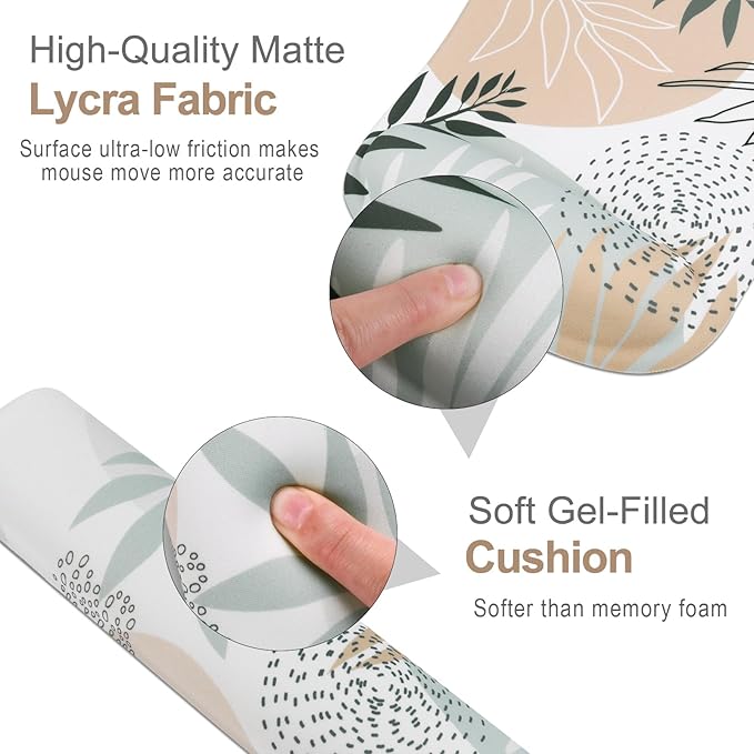 Haocoo Keyboard Wrist Rest, Ergonomic Mouse Pad, Gel Wrist Pas for Computer Keyboard, Non-Slip Mouse Pad Wrist Support for Gaming,Office, Boho Tropical Leaves