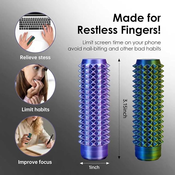 Lisgicabin Little Ouchies Pain Fidget, Pain Stim Fidget for Adults, Spiky Sensory Stim Tool for Anxiety and Stress Relief(2 Pack BlueGold + BluePurple)