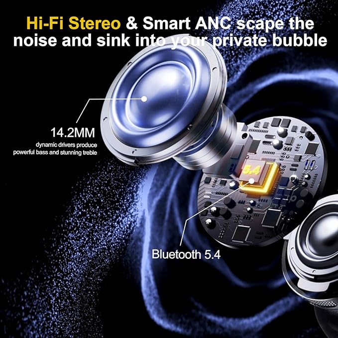 Translation Earbuds, 164 Languages Ai Translation Earbuds Real Time, Bluetooth 5.4 Translator Device,Noise Cancelling,70 Hours Battery, Translation Headphones for Travel&Business&Study, Black