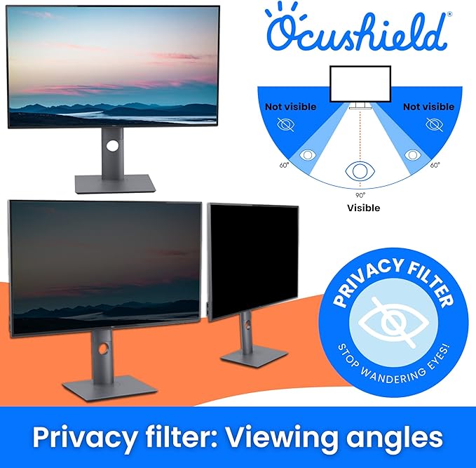 Ocushield 21” (16:10) Premium Anti Blue Light Screen Protector with Privacy Filter for Laptops and Computer Monitors - Anti-Glare - Easy Install - Anti-Fatigue