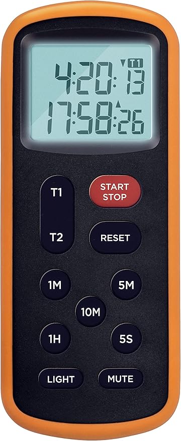 Lavatools KT8 Digital Kitchen Dual Timer & Stopwatch, Backlight, Ultra Loud Alarm, Mute Function, Quick-Set Buttons, Hang Hole, Magnetic for Cooking and Classroom with Lanyard