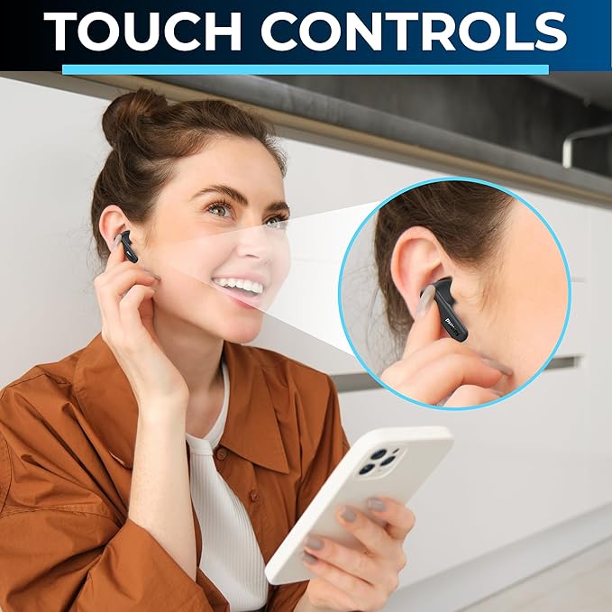 PHILIPS True Wireless Earbuds, TWS Bluetooth 5.3 Headphones, 13mm Drivers, AI Mic for Clear Calls, IPX4 Waterproof, 15 Hours Playtime, Compatible w/iPhone Android & Bluetooth Devices, TAT1138