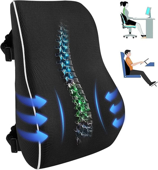 Lumbar Pillow for Chair Office Chair Back Support, Upper or Lower Back Cushion for Office Chair Gaming Chair Memory Foam with Breathable 3D Mesh Cover, Ergonomic Back Rest