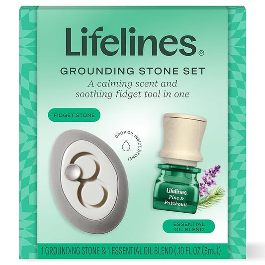 Lifelines Scent-Infused Grounding Stone & Oil Blend Gift Set - Fidgets for Tweens, Teens & Adults with Essential Oil Blend - Stocking Stuffers, White Elephant & Holiday Gifts for Christmas