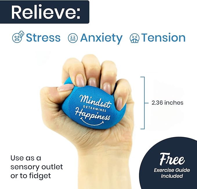 Candescent Stress Balls - Hand Therapy Relief for Anxiety, Fidget, Tension, Exercise Strengthener - Motivational Toys for Adults & Kids - Set of 2 (Crystal Blue, Ocean Blue)