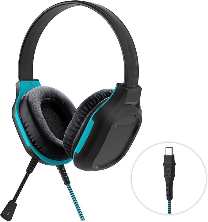 Gumdrop DropTech On-Ear Wired Headphones with Microphone | USB-C Type, Long Tangle Free Chew-Proof Cord - Rugged, Drop Tested and Comfortable for Kids, Students, Classroom and School Use - Black