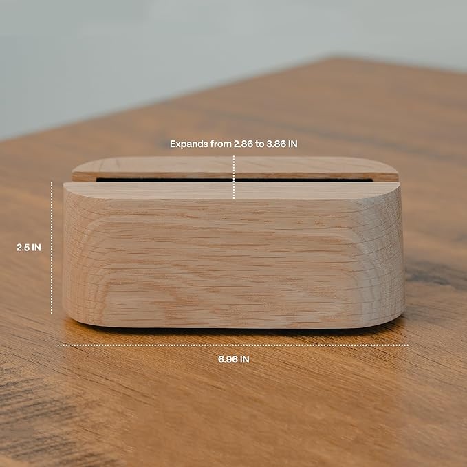 Adjustable Vertical Laptop Stand for Desk, Wooden Laptop Holder, MacBook Pro Stand, Wood Mac Air Dock (Solid Oak)