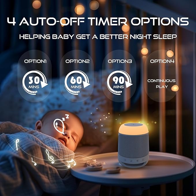 White Noise Machine for Sleeping with Night Light，Baby Sound Machine– 29 Soothing Sounds，Rechargeable White Noise Machine for Kids Adults Sleep, Portable Lullaby Machine Baby Soother