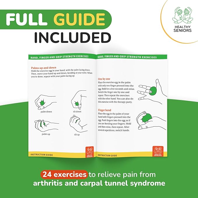 Physical Therapy Putty Kit, Finger Exercisers, and Hand Strengtheners. Improves Grip Strength, Dexterity, and Mobility. Supports Injury and Recovery Stress Relief